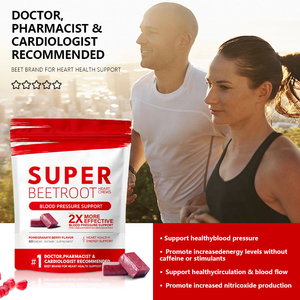 حلوى غائر جذور البنجر للبالغين 60 عد طاقة صحية للقلب ودعم القدرة على التحمل ضغط الدم يدعم 2 غومايز يوميًا - Product Image 3