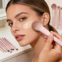 Ensemble de pinceaux de maquillage pour le visage en poils synthétiques plats multifonctions professionnels pour un usage quotidien