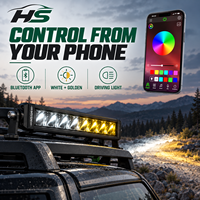 Barre lumineuse LED HSSH améliorée de 30 pouces 150W à une rangée avec contrôle par application et rétroéclairage RGB, faisceau de conduite tout-terrain pour camion 4x4
