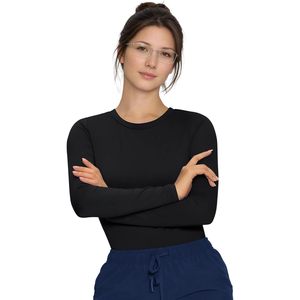 Women <b>Long</b> <b>Sleeve</b> Scrub <b>Undershirt</b> High Neck Breathable Spandex Cotton 3 Pack for Nurse Uniforms - Product Image 3