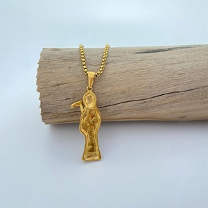 Collier pendentif squelette Yunnique en acier inoxydable doré, forme faucille, bijoux de mode pour soirée - Product Image 3