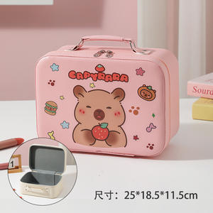 Модный кейс для косметики DHF Cartoon Capybara из ПУ-материала, милый, водонепроницаемый, портативный дорожный органайзер, мини-сумка для хранения большой вместимости - Product Image 6