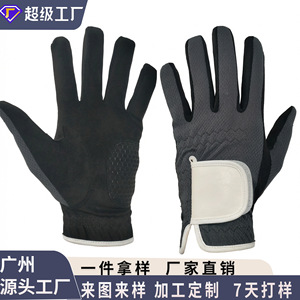 Guantes de Golf de Gamuza y Malla Transpirable Antideslizantes para Hombre, Guantes de Golf Personalizables para Práctica al Aire Libre en Gris y Azul - Product Image 4