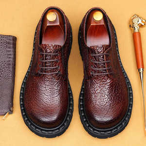 Roughened Square Business Casual Oxford Leather <b>Shoes</b> Glossy Thick Rubber Sole Hand-Painted <b>Decorative</b> Leather Anti-Slippery <b>for</b> - Product Image 2