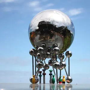 Deportes Metal Arte Pulido Acero Inoxidable Balón de Fútbol Escultura