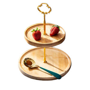 Décoration de table artisanale en bambou plaqué or de haute qualité de style européen 1 niveau 2 niveaux 3 niveaux assiettes à dessert aux fruits dim sum - Product Image 1