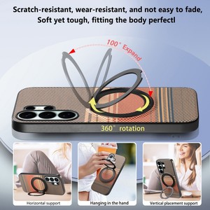 เคสโทรศัพท์มือถือแม่เหล็กแบบหมุนได้คุณภาพสูงสำหรับ Samsung S24 S26 ultra A17 A37 ป้องกันการกระแทก พร้อมขาตั้ง ฝาหลังแบบด้าน - Product Image 2
