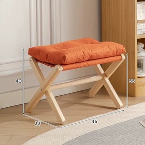 Foldable Foot Stool Ottoman Rest with Bamboo X Legs Folding <strong>Small</strong> Padded for Bedroom Living Room, <strong>Footstool</strong> for Chair Couch - Product Image 5