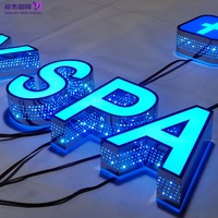 Enseigne LED 3D personnalisée résistante aux intempéries, lettres en acier inoxydable épaisses, éclairage frontal, pour devanture de commerce extérieur