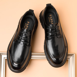 Chaussures décontractées pour hommes FAPA, bout rond, en cuir véritable, talon bas, pour le bureau, résistantes à l'abrasion, style Derby - Product Image 1