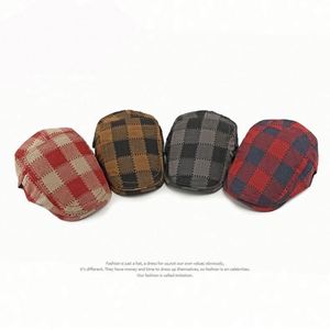 High Quality Men's Fashion Retro Gatsby Plaid Ivy <b>Cap</b> for Men <b>Flat</b> Ivy Herringbone Duckbill Newsboy Beret Ivy Hats - Product Image 3
