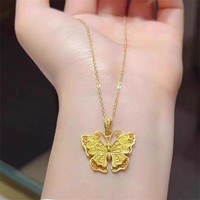 Zooying Vintage papillon pendentif filigrane évider bouddhisme lien chaîne or Zircon clavicule collier pour les femmes