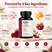 Complément alimentaire personnalisé NAD+ pour femmes, capsules NAD CoQ10 D-Ribose Resveratrol, 90 capsules, soutient l'énergie cellulaire et la vitalité des femmes