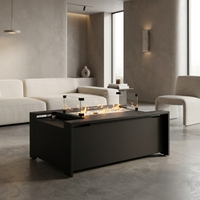 Table de foyer extérieur moderne au propane avec garantie de chauffage de 5 ans, canapés en acier et télécommande pour usage hôtelier