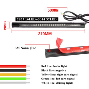 1 pièce <span class=keywords><strong>Bande</strong></span> lumineuse <span class=keywords><strong>LED</strong></span> flexible pour <span class=keywords><strong>moto</strong></span> et voiture, <span class=keywords><strong>feu</strong></span> stop arrière, clignotant rouge jaune et éclairage de plaque d'immatriculation - Product Image 3