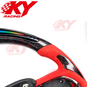Volante Deportivo Personalizado de Fibra de Carbono Forjada con LED para Dodge Challenger RT SRT Charger Hellcat, Estilo Racing, en Cuero y Gamuza - Product Image 2
