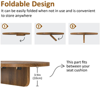Table d'appoint pliante multifonction en bois d'acacia, design européen, avec plateau pour boissons, facile à nettoyer, pour accoudoir de canapé