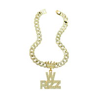 Collier chaîne cubaine avec pendentif lettre W RIZZ élégant PD3012, ciondolo a forma di lettera su catena cubana con diamante unisex