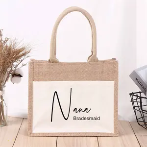 Großhandel benutzer definierte Druck Logo natürliche Jute Geschenk Einkaufstasche