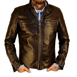 Chaqueta de Cuero y Lona Impermeable y Transpirable Unisex de Primera Calidad BS International, Cuello Mao, Logotipo Frontal, Cierre de Cremallera - Product Image 4