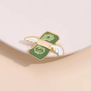 Nhận được phong phú bay đô la Trâm hài hước tiền cánh men pins sáng tạo tiền giấy ve áo huy hiệu cổ áo pin đồ trang sức bán buôn - Product Image 5