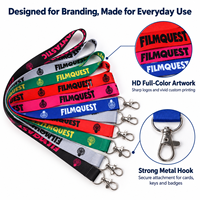 Lanière personnalisée en polyester couleur unie avec logo imprimé par transfert thermique, sangle de cou avec crochet métallique pour badge d'identification, promotion d'événements, vente en gros