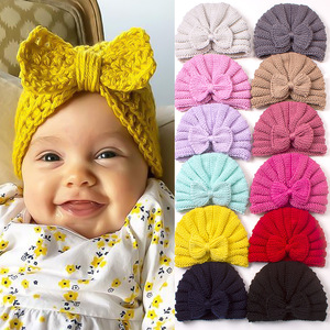 Gorros tejidos para niña, diadema de oso, <span class=keywords><strong>turbante</strong></span> infantil, accesorios para la cabeza de recién nacido, gorro de invierno, gorros cálidos, gorros para madre e hijo con lazo - Product Image 4