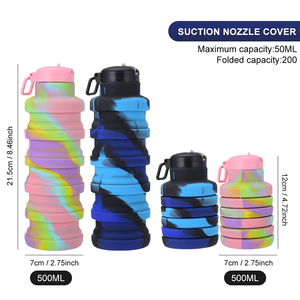 Bouteilles de voyage pliables de qualité alimentaire, bouteille en silicone pour le sport en plein air, bouteille d'eau en silicone pliable - Product Image 2