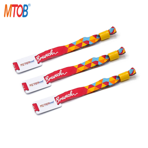 Biểu tượng tùy chỉnh <span class=keywords><strong>NFC</strong></span> dây đeo cổ tay trượt không dùng tiền mặt thanh toán dệt vé RFID dây đeo cổ tay với Pouch - Product Image 2