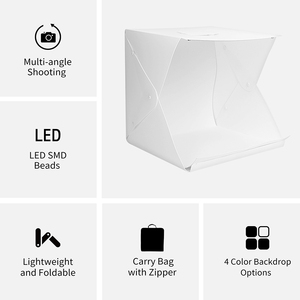 <span class=keywords><strong>Studio</strong></span> <span class=keywords><strong>photo</strong></span> portable Selens 16x16 pouces (40 cm) avec boîte à lumière LED 2,5 W, tente de prise de vue, éclairage et 4 fonds pliables - Product Image 4