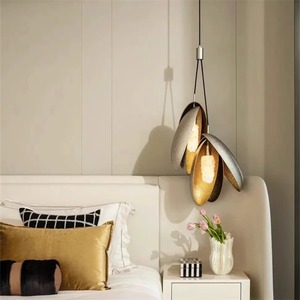 Italian Style Oval Pendant <b>Light</b> E27 LED 220V Adjustable Height Gold Body <b>Chandelier</b> For Villa Bedroom Living Room - Product Image 3