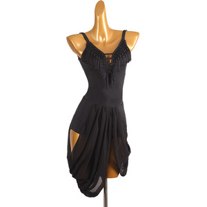 Nouvelle Robe de Danse Latine 2026 LQ467 en Soie Rouge pour Entraînement, Compétition et Spectacle, Modèle à Franges - Product Image 5