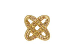 Colgante de nudo entrelazado de circonita rosa y blanca de dos tonos, dije de nudo hueco entrelazado, joyería de moda de metal dorado, regalo para damas - Product Image 2