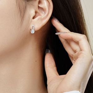 Dylam Classic Simplicity Design 925 Sterling <b>Silver</b> Rhodium Plated 5A Cubic Zirconia Diamond Hallow Out <b>Hoop</b> Earrings for Women - Product Image 2