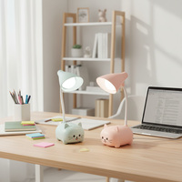 Veilleuse de table LED moderne pour enfant, design mignon de dessin animé, animaux domestiques (ours, cochon, chat, chien), en ABS, rechargeable par USB, protection des yeux