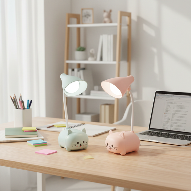 Cartoon Cute Pet Animal Bear Pig Cat Dog Touch ABS USB Recharge Battery LED Modern Design Table Night Light Child Eye Protection