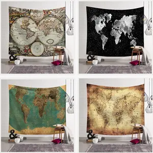 Carte du monde tapisserie tenture murale 3d Mandala mur Art Vintage tapisserie personnalisé tissu affiche tissu tapisserie