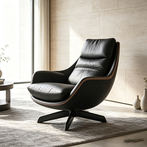 <span class=keywords><strong>Fauteuil</strong></span> pivotant en cuir, design moderne avec cadre incurvé, <span class=keywords><strong>fauteuil</strong></span> <span class=keywords><strong>relax</strong></span> individuel <span class=keywords><strong>pour</strong></span> salon, chambre ou coin détente - Product Image 5