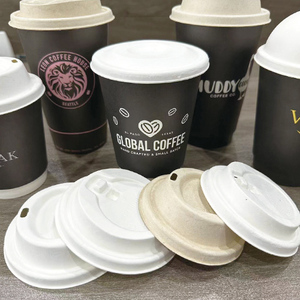 Venta al por mayor personalizado desechable degradable 12oz16oz tapas de vasos de papel respetuosas con el medio ambiente tapas de bebida de café de pulpa de <span class=keywords><strong>caña</strong></span> de azúcar - Product Image 6