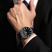 Montre mécanique automatique élégante ultra-fine en acier inoxydable avec cadran en cristal saphir et aiguilles pour homme, boîtier date, style affaires et mode