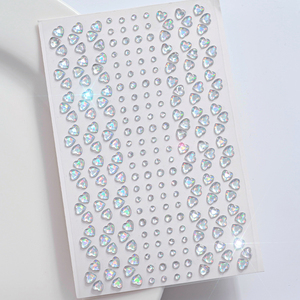 1 Hoja de Pegatinas de Tatuajes Temporales 3D con Forma de Corazón y Gema de Colores de Ensueño, Diamantes Redondos, Calcomanías de Joyería para Maquillaje DIY de Ojos/Cara - Product Image 6