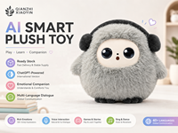 Juguete de Peluche con IA, WiFi, ChatGPT, 80+ Idiomas, Clonación de Voz, Emociones, Memoria a Largo Plazo, Regalo para Niños, Chip T5, 1000mAh