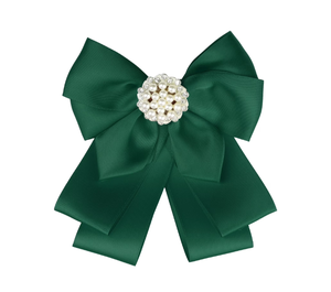 Broche de lazo para mujer, corbata de lazo para uniforme escolar, pajarita con cuentas, verde - Product Image 1
