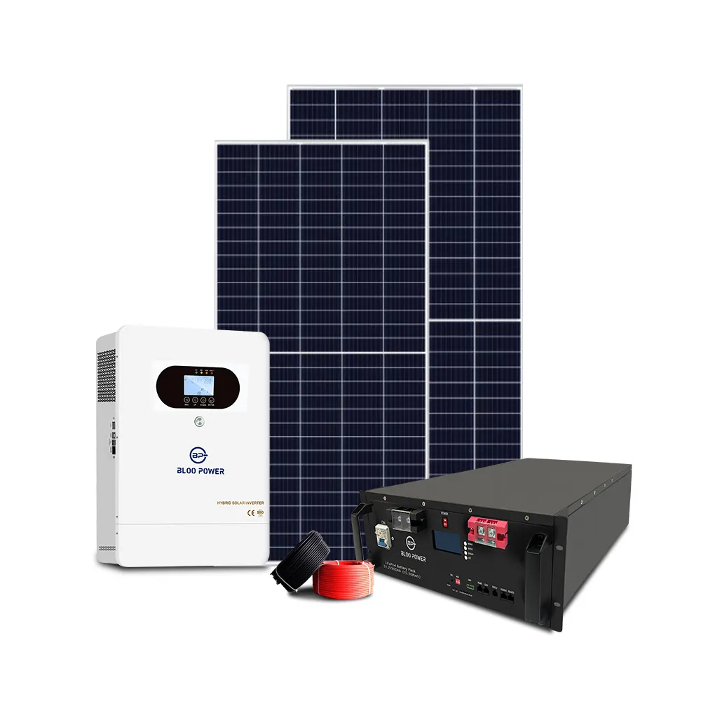 Bloopower năng lượng mặt trời Hệ thống lưu trữ năng lượng 5KW 8KW 10KW 20kW 30Kw hoàn chỉnh lai trên/tắt lưới hệ thống PV cho các ứng dụng nhà