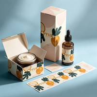 Boîte en papier cosmétique pliable sur mesure, étiquettes autocollantes en vinyle imperméables pour flacon compte-gouttes, flacon pompe, emballage de produits de beauté