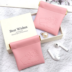 Custom Logo Portable Pu Leather Jewelry Bag With Closed Iron <b>Sheet</b> Earphone Coin Gifts Hook Cosmetic Packaging Leather Pouch - Product Image 5