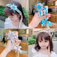 Princesse neige tresse perruque bandeaux couronne arc cheveux accessoires pour enfants