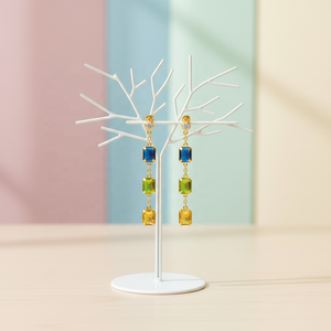 Pendientes Largos con Colgante para Mujer, Sin Reseñas, Pendientes Largos con Piedra Cuadrada <span class=keywords><strong>de</strong></span> Color ZIRCÓN - Product Image 1