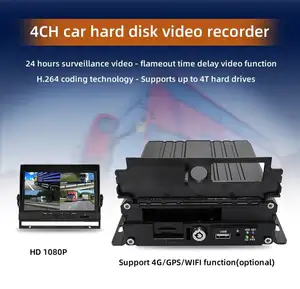 Sıcak satış fabrika mobil DVR IPC kameralar GPS 4G HDD kart WIFI AHD kamyon MDVR 1080P 4CH araba video kaydedici