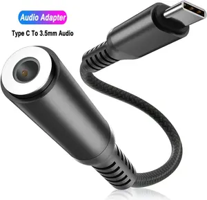 20cm Metal naylon örgülü USB tip C için 3.5mm Jack kadın Aux ses kulaklık Dongle kablosu iPhone 15 Pro Max/15 Pro/15 artı